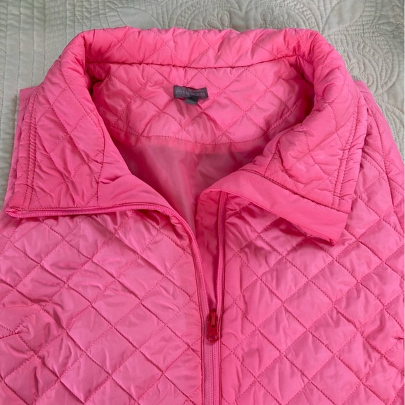 T by Talbots Lightweight Pink Diamond Quilted Puffer Vest Tulip Hem (Size 2X) - Picture 3 of 11